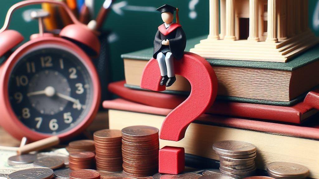 3D illustration of a scholar on a question mark